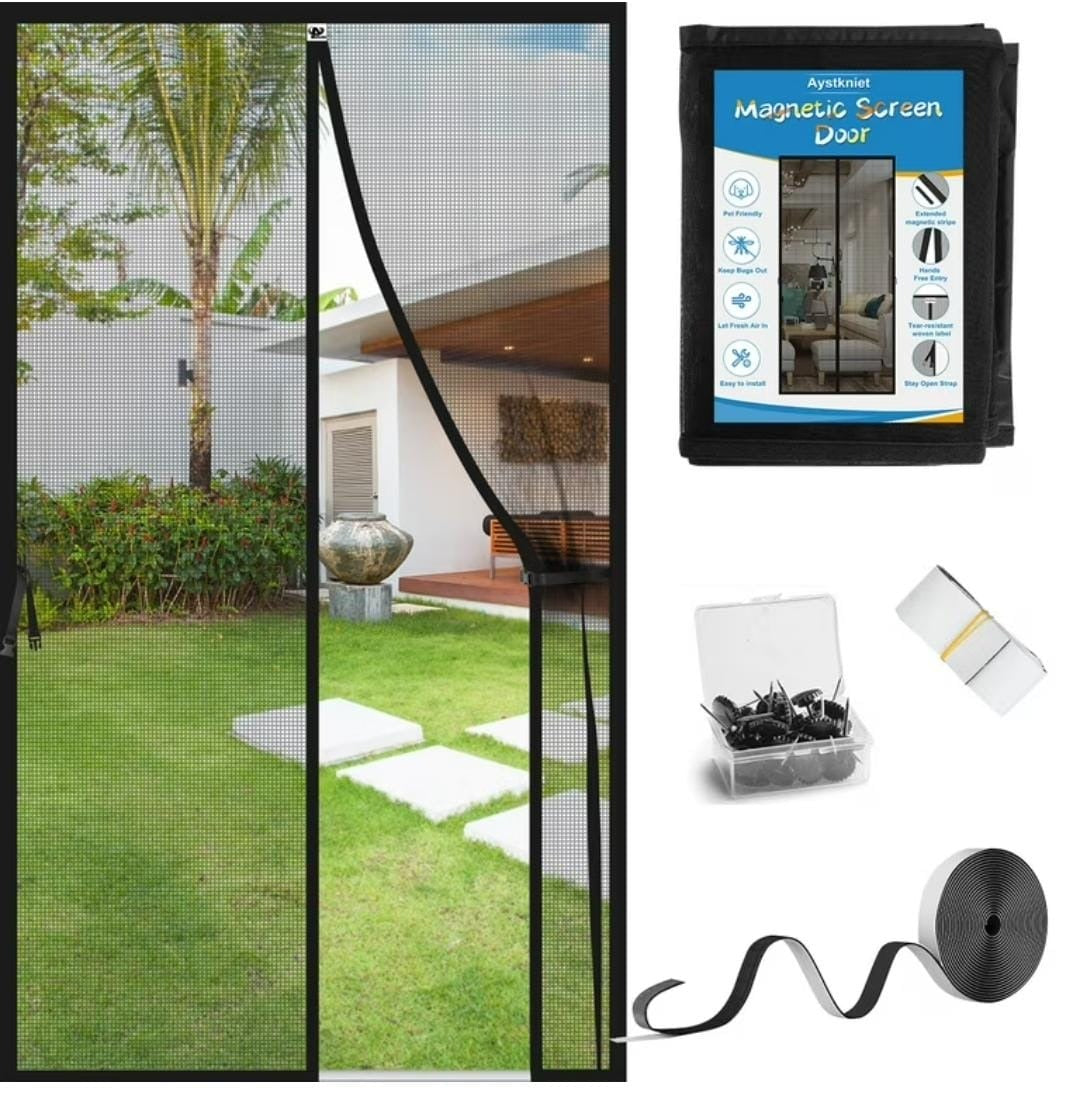 (Free Deliverey) Mosquito Door Net Mesh Screen – Magnetic Hands Free Closer