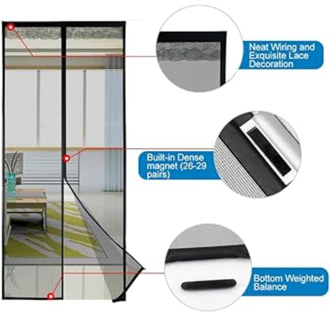 (Free Deliverey) Mosquito Door Net Mesh Screen – Magnetic Hands Free Closer