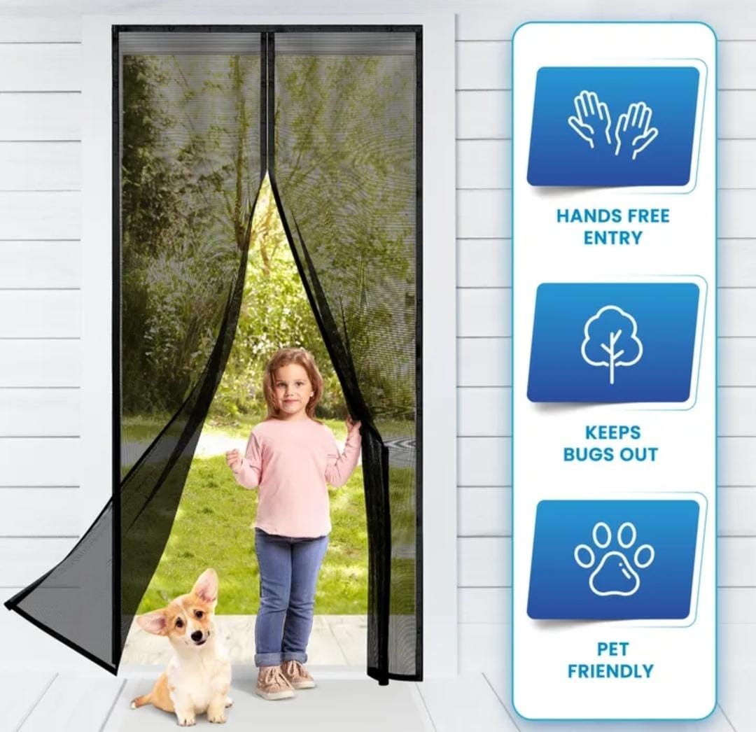 (Free Deliverey) Mosquito Door Net Mesh Screen – Magnetic Hands Free Closer