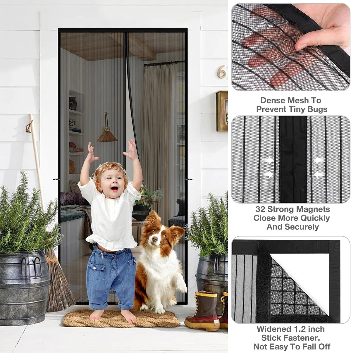 (Free Deliverey) Mosquito Door Net Mesh Screen – Magnetic Hands Free Closer